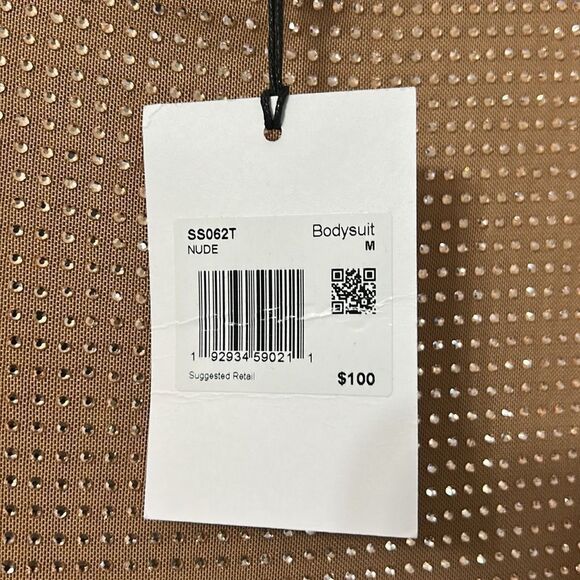 Grey Lab Embellished Tan Turtleneck Mesh Bodysuit(Size Medium) - Picture 6 of 10